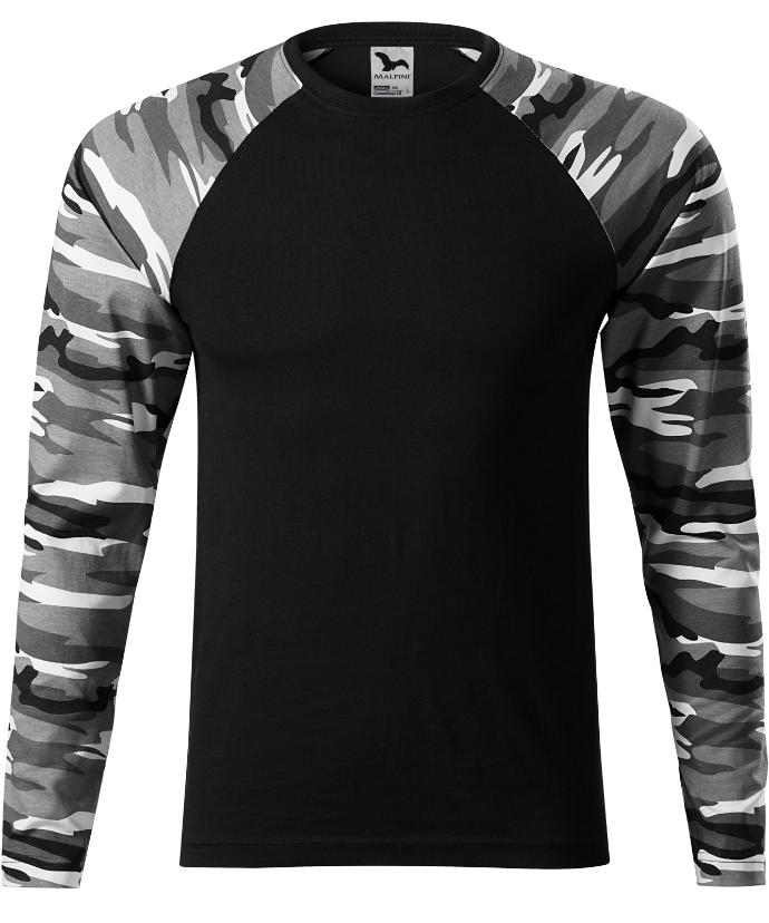 Terepmintás unisex hosszú ujjú póló (szürke)