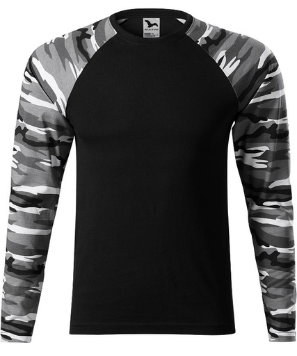 Terepmintás unisex hosszú ujjú póló (szürke)