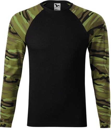 Terepmintás unisex hosszú ujjú póló (zöld)